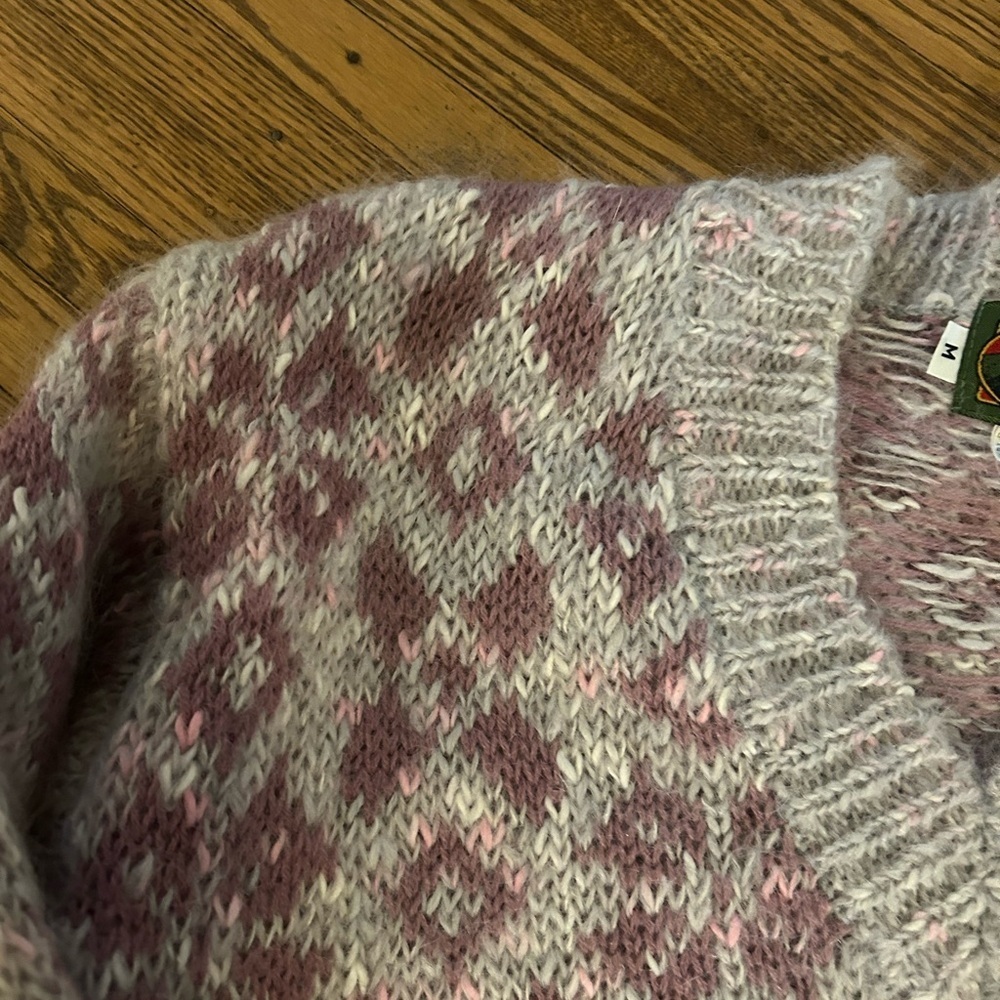 Vintage Boston Traders Wool/Mohair Blend Knit Sweater M Purple/Pink HongKong Ski - Picture 5 of 12